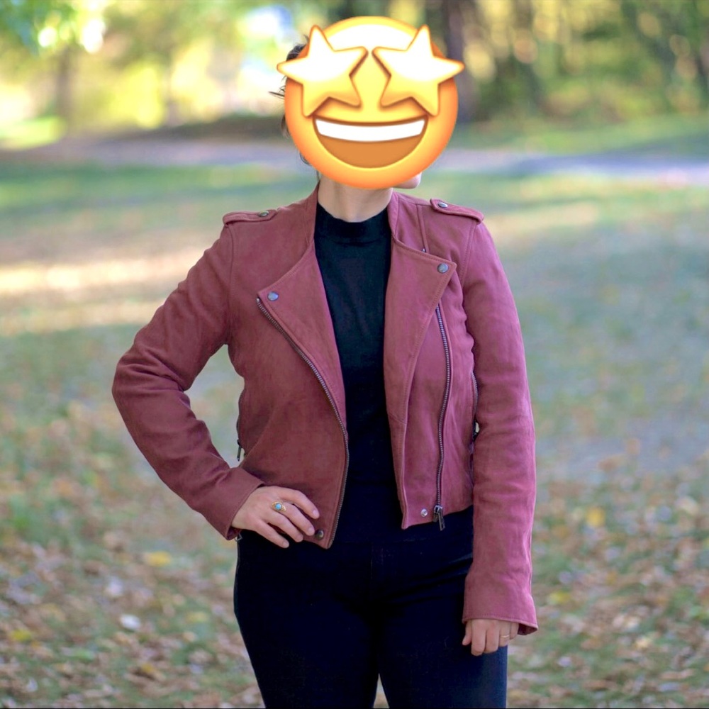 Lucky Brand Washed Leather Moto Jacket in Rose Size Medium